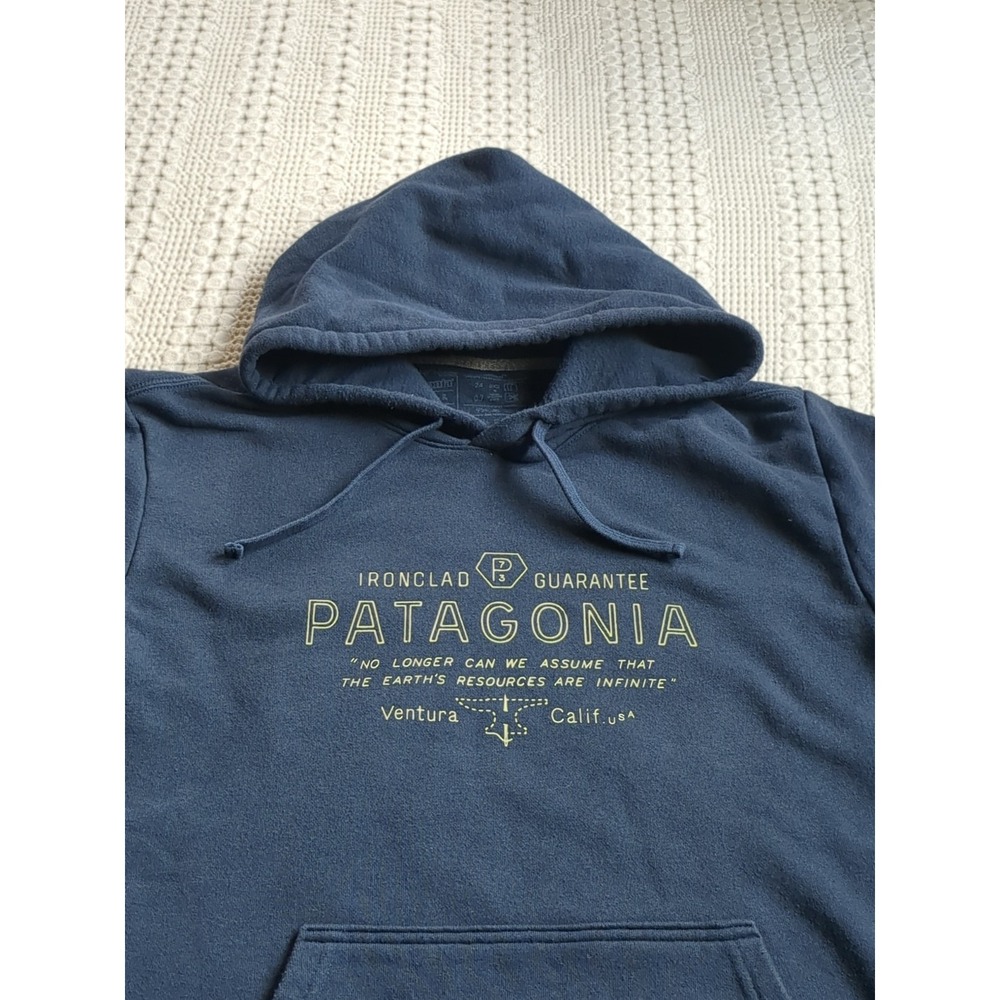 Patagonia Forge Mark Uprisal Iron Clad Fleece Hoodie Blue Sz Large Mens